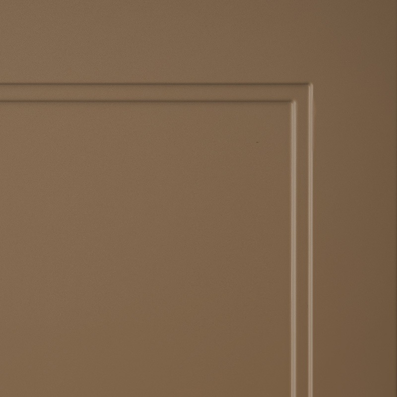 Brown cabinet door with simple panel design.